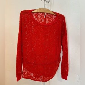 Free people red sweatshirt sweater